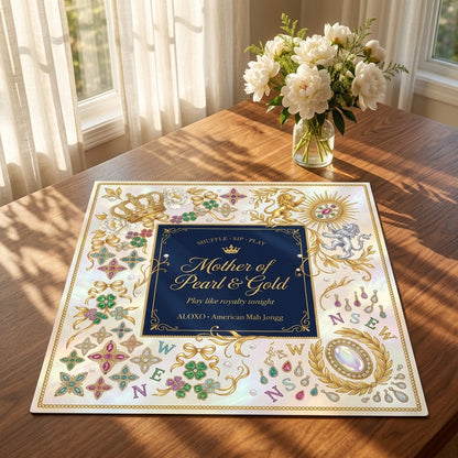 Regal Pearl & Gold Mahjong Mat — Roll-Up