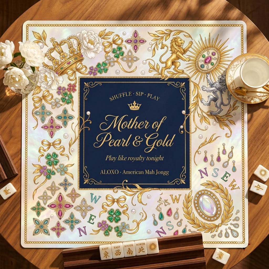 Regal Pearl & Gold Mahjong Mat — Roll-Up
