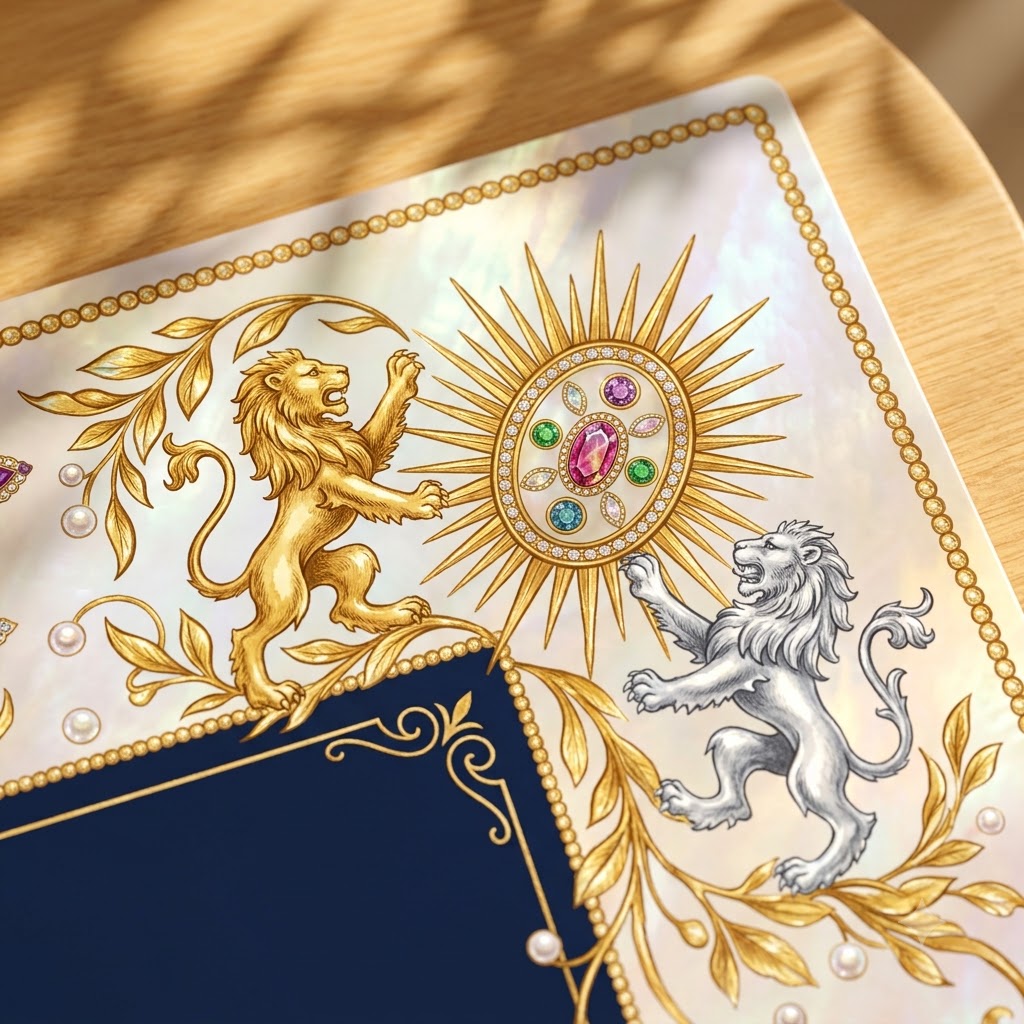 Regal Pearl & Gold Mahjong Mat — Roll-Up
