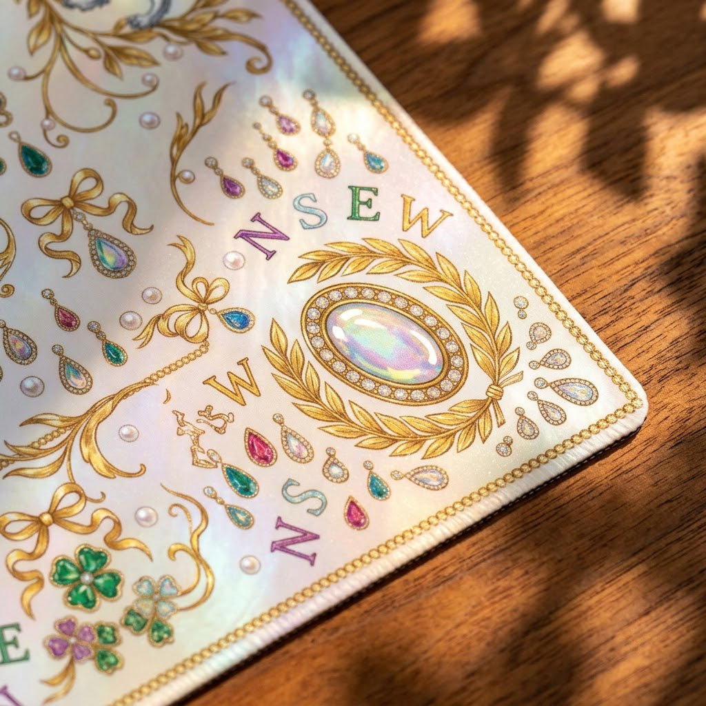 Regal Pearl & Gold Mahjong Mat — Roll-Up