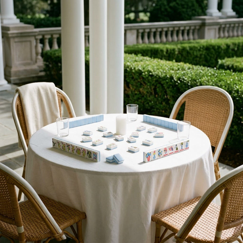 Set laid out on a terrace table