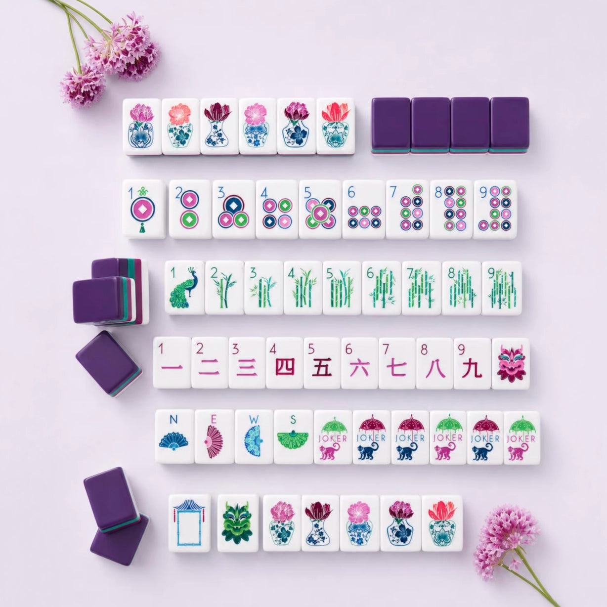Luxury Grape Floral Mahjong Set