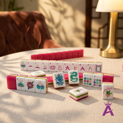 Sorbet mahjong set in an elegant card room