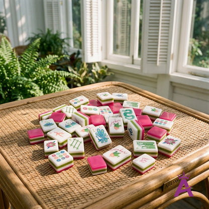 Sorbet mahjong tiles in a sunlit sunroom