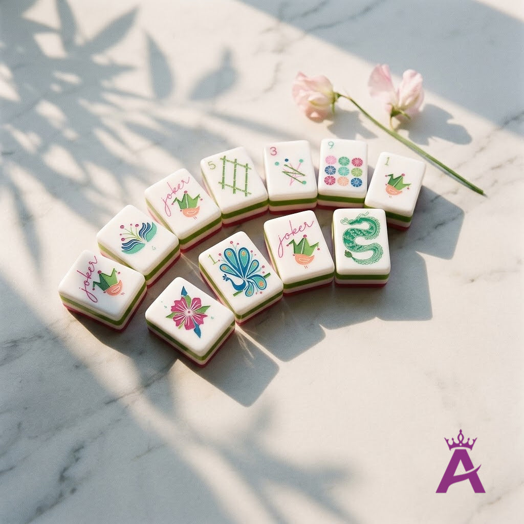 Fan of sorbet hot pink mahjong tiles