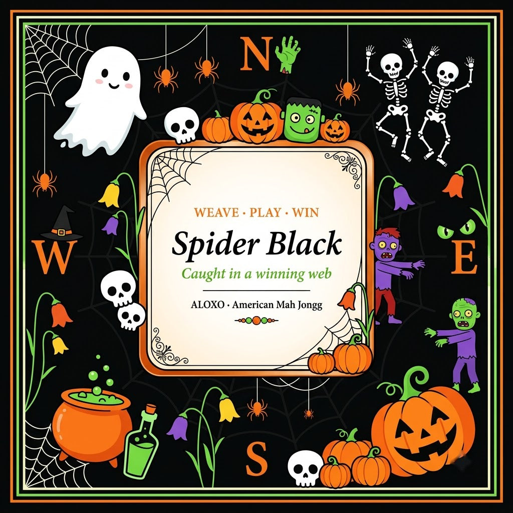 Spider Web Halloween Mahjong Mat — the full printed artwork, top view
