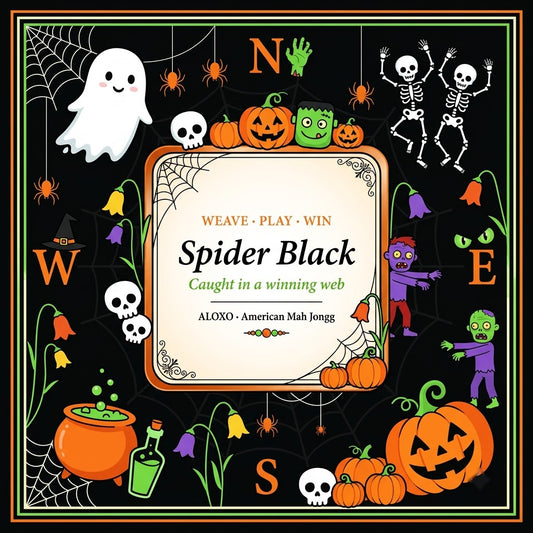 Spider Web Halloween Mahjong Mat — the full printed artwork, top view