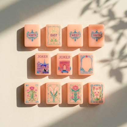 Art Nouveau wind tiles with Jokers and botanical flower tiles below