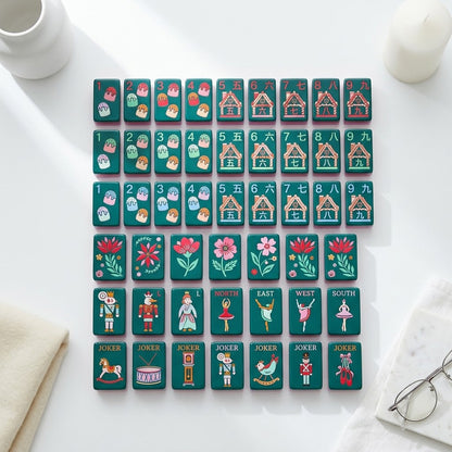 The complete 160-tile Sugarplum set laid out as a specification chart, grouped row by row