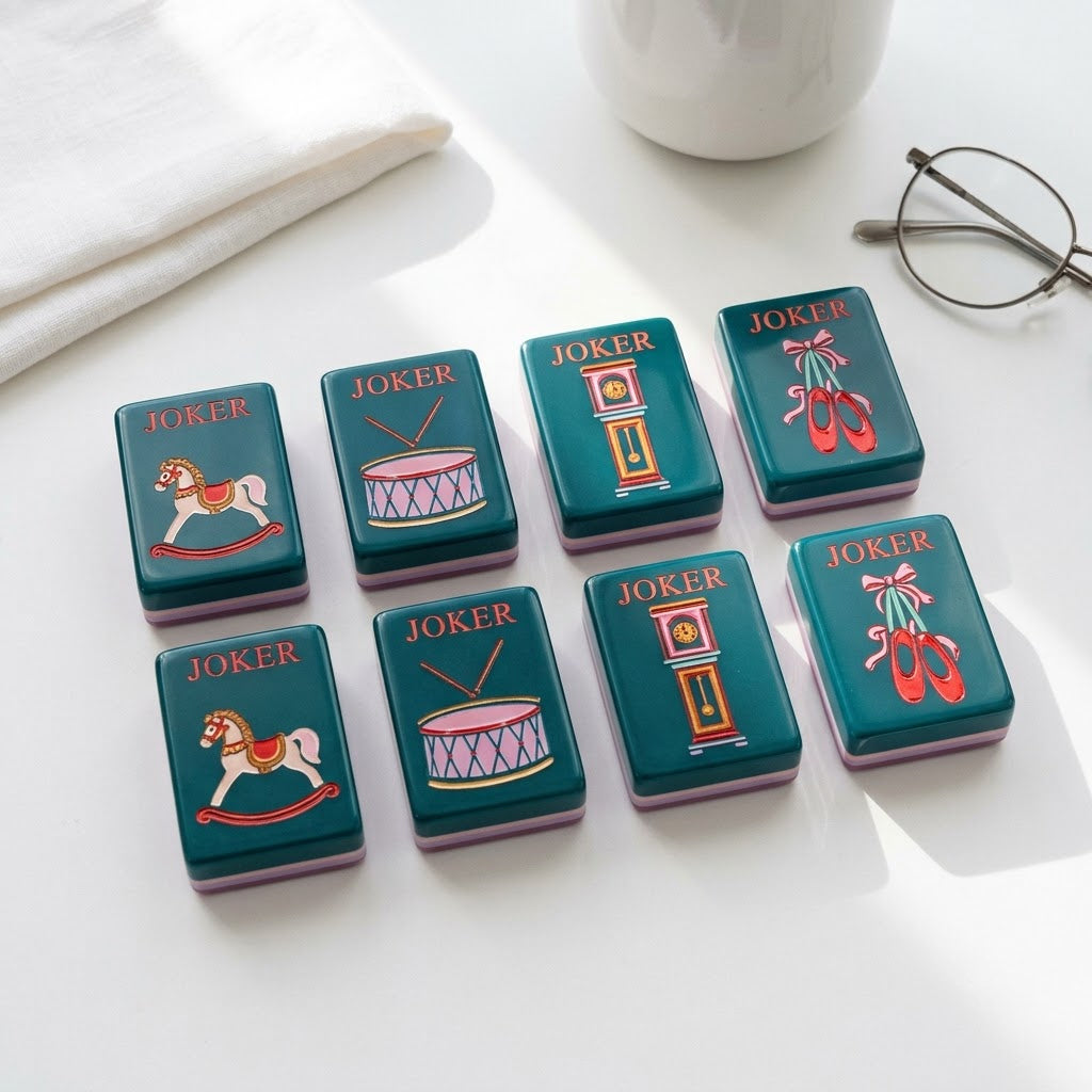 Joker tiles side by side — a different toy printed on each one