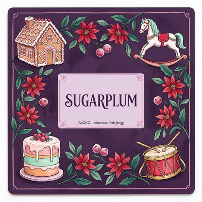 Sugarplum Sweet Shop mahjong mat, full printed artwork seen from above