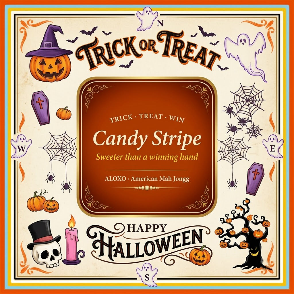 Trick or Treat Candy Mahjong Mat — the full printed artwork, top view