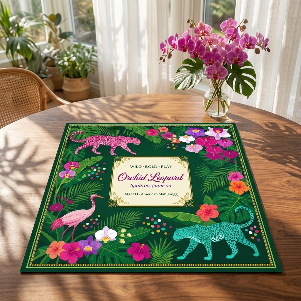 Wild Orchid Leopard Mahjong Mat — Roll-Up