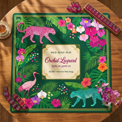 Wild Orchid Leopard Mahjong Mat — Roll-Up