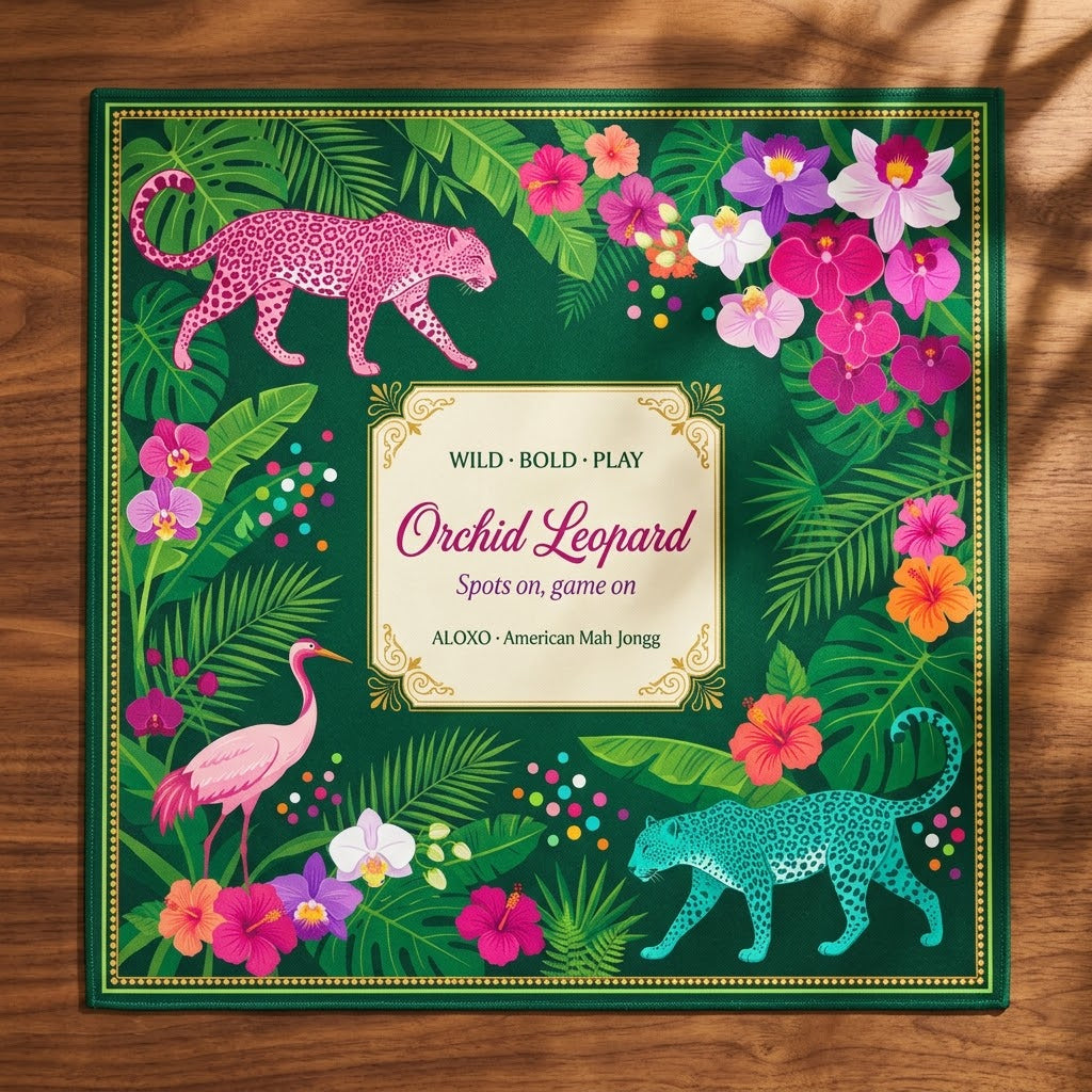 Wild Orchid Leopard Mahjong Mat — Roll-Up