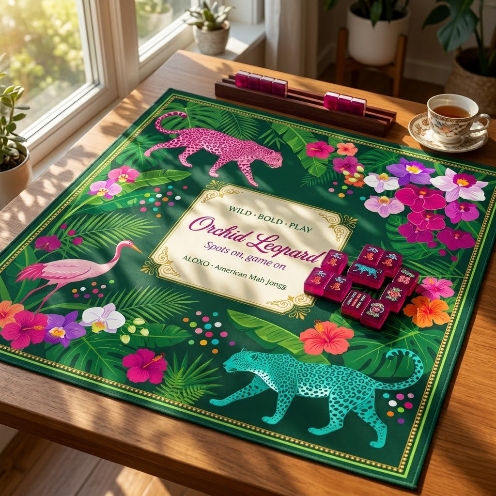 Wild Orchid Leopard Mahjong Mat — Roll-Up