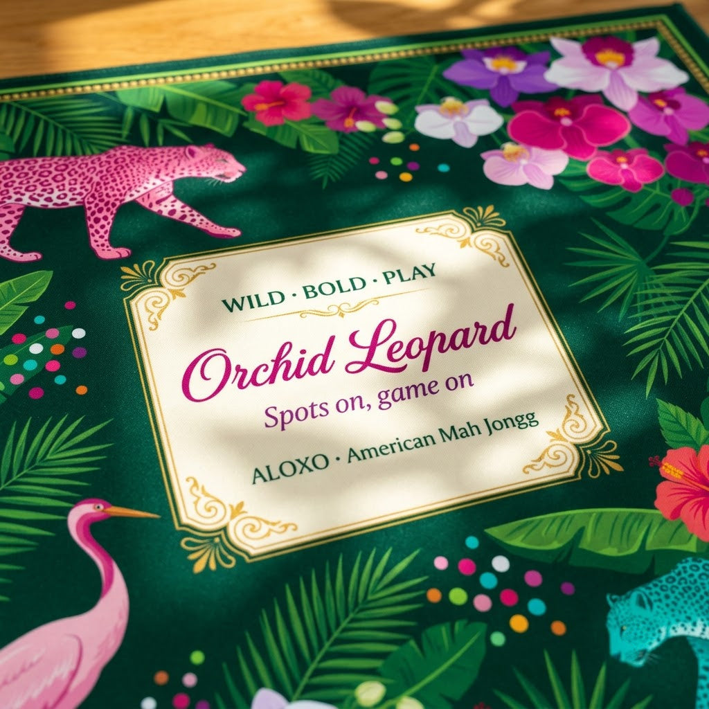 Wild Orchid Leopard Mahjong Mat — Roll-Up