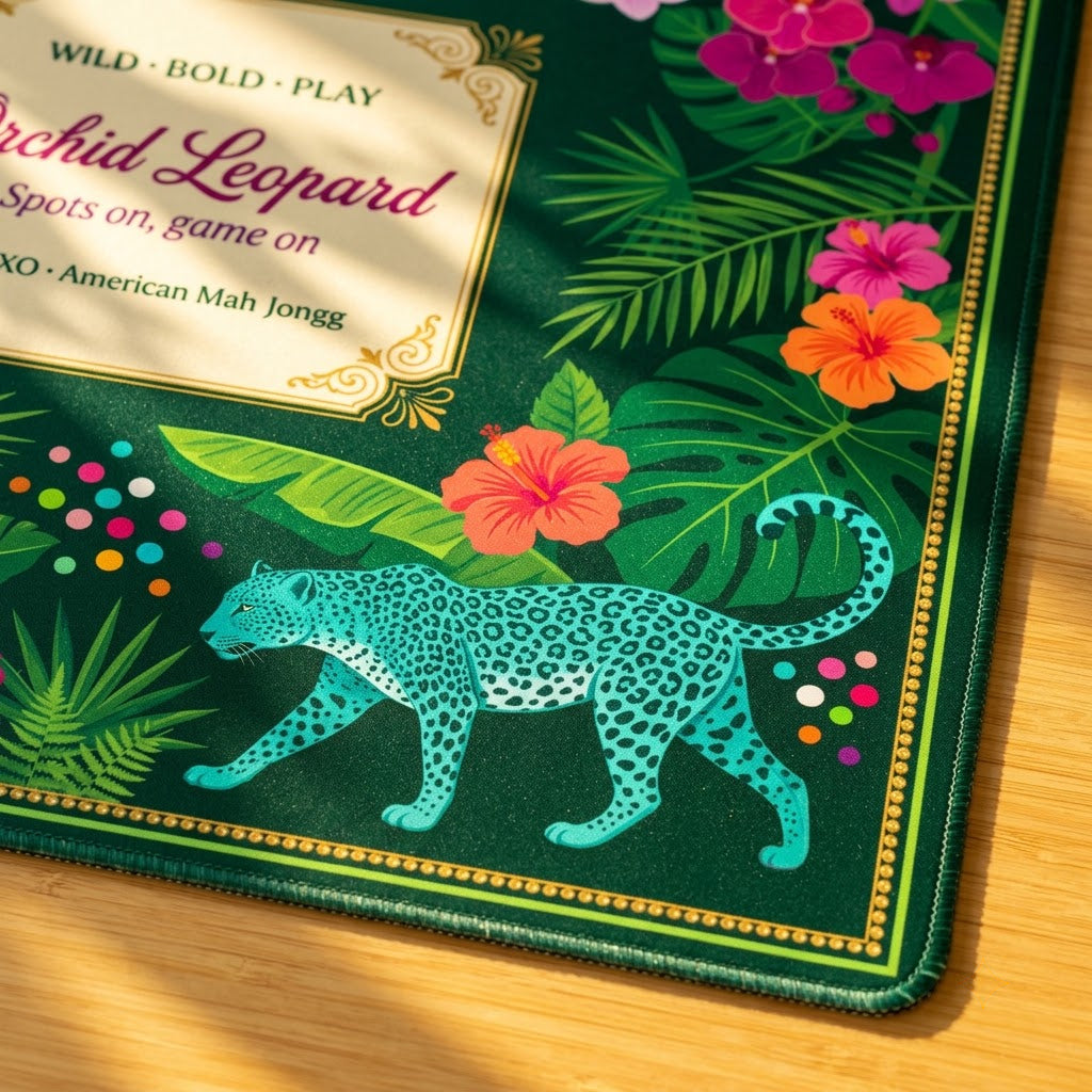 Wild Orchid Leopard Mahjong Mat — Roll-Up