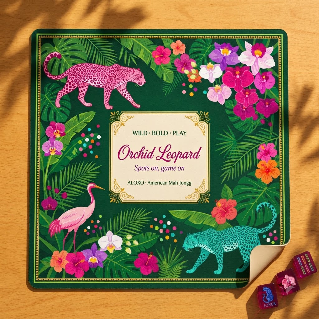 Wild Orchid Leopard Mahjong Mat — Roll-Up