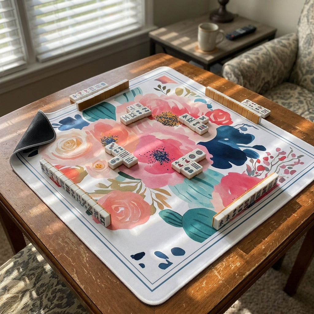 Floral Mahjong Mat For Elegant Gatherings