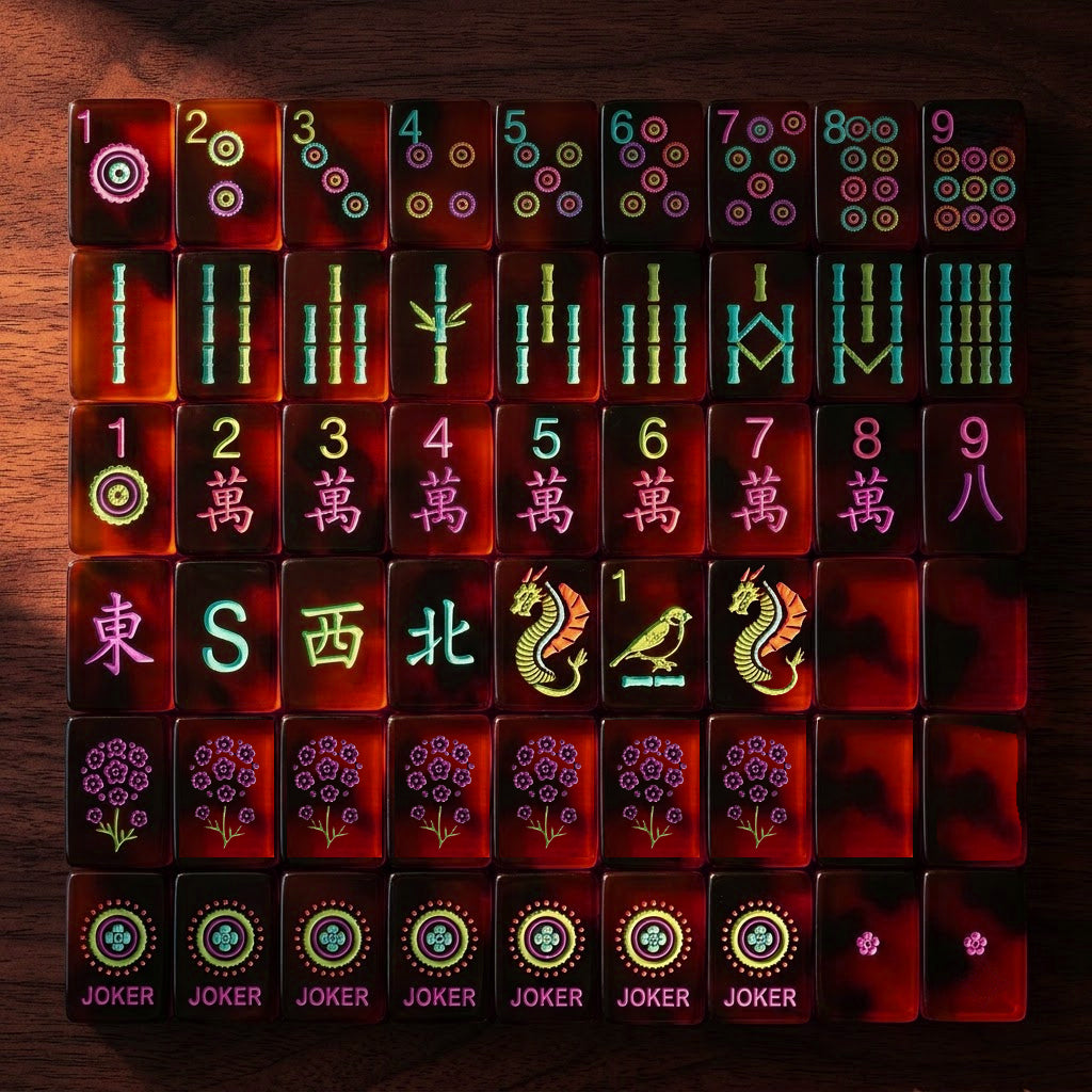 Neon Tortoiseshell Mahjong Set — 160 Tiles