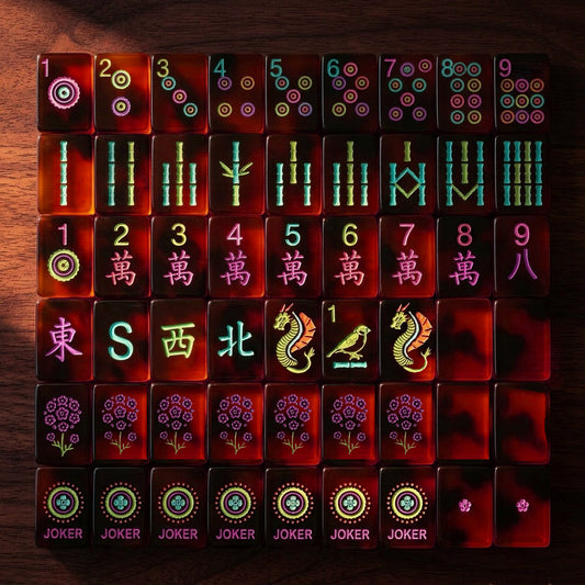 Neon Tortoiseshell Mahjong Set — 160 Tiles