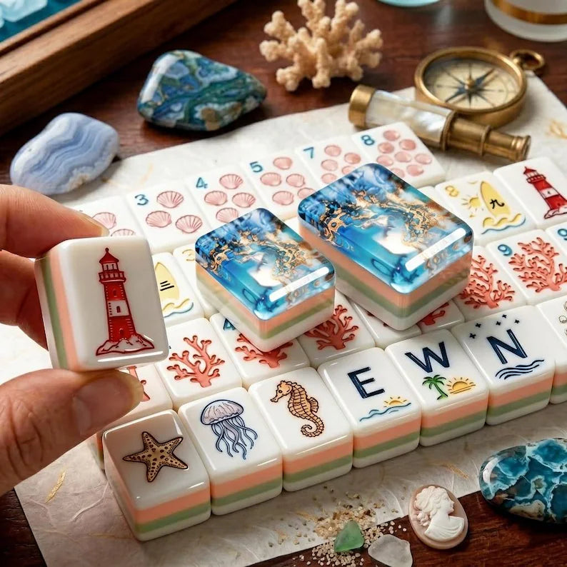 Ocean Blue Mermaid Luxury American Mahjong Set — 160 NMJL-Ready Tiles