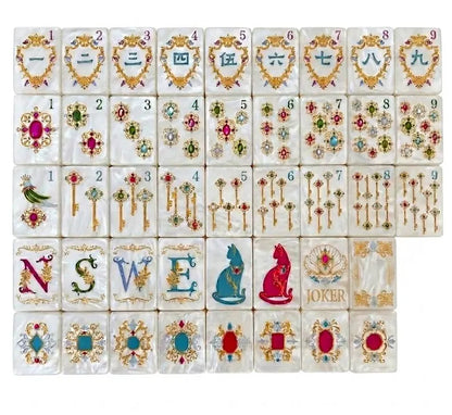 Mother-of-Pearl & Gold Luxury American Mahjong Set — 160 NMJL-Ready Tiles